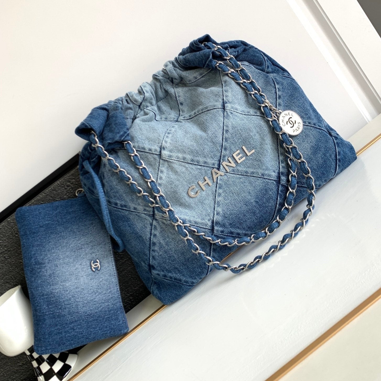 CHANEL HOBO 39CM JEAN SILVER HARDWARE