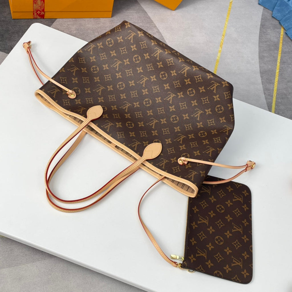 LOUIS VUITTON NEVERFULL MM 32 BROWN BEIGE MONOGRAM CANVAS