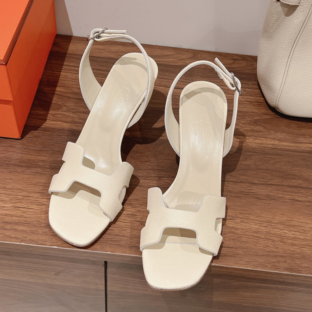 HERMES SLINGBACK SANDAL ETERNITE 75 CREAMY WHITE LAMBSKIN