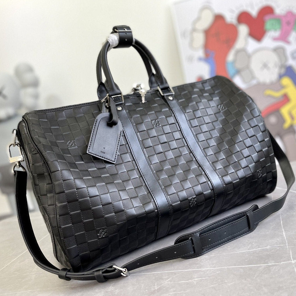 LOUIS VUITTON KEEPALL 45 BANDOULIERE BLACK EMPREINTE INFINI