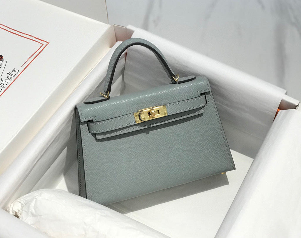 HERMES KELLY MINI 20 MEDIUM GREY EPSOM GOLD HARDWARE