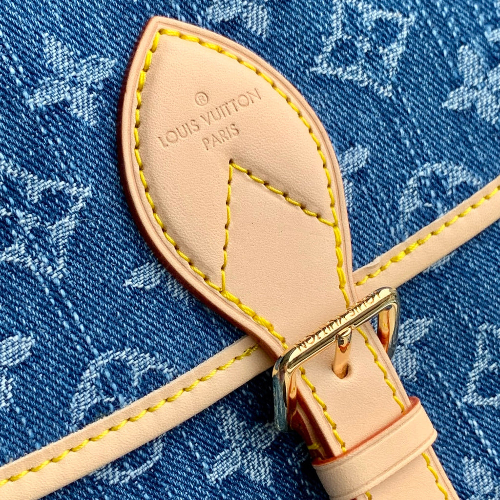 LOUIS VUITTON DIANE 24 IN DENIM BLUE MONOGRAM COWHIDE LEATHER TRIM