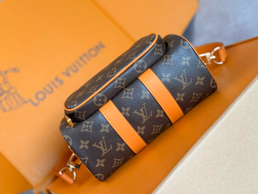LOUIS VUITTON LV 25S KEEPALL CARGO 25 IN BROWN MONOGRAM CANVAS AND CALFSKIN GOLD HARDWARE