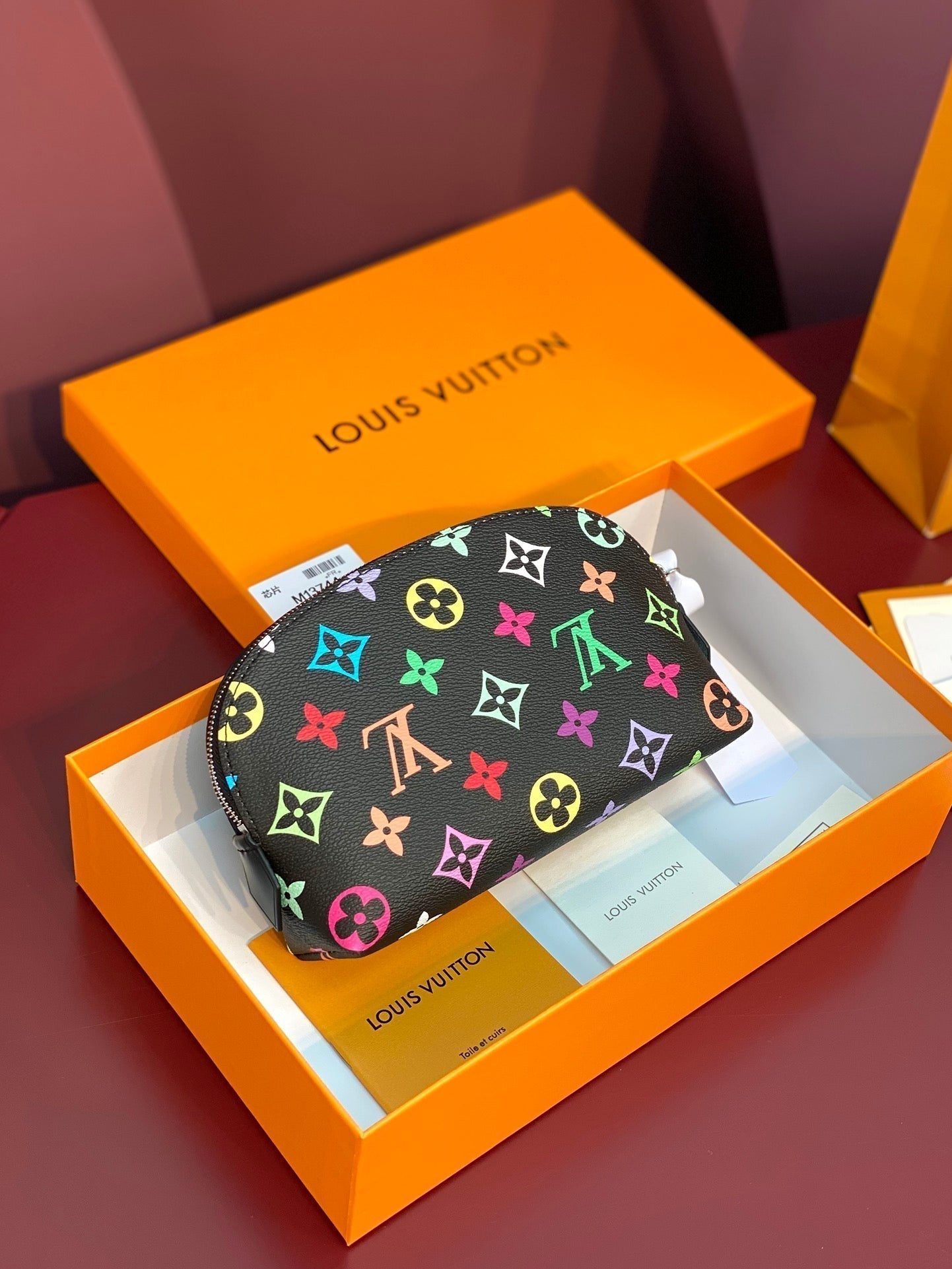 LOUIS VUITTON COSMETIC POUCH PM 19 IN COLORFUL MONOGRAM CANVAS