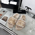 CHANEL 25S FUR SLIPPERS IN LIGHT BEIGE