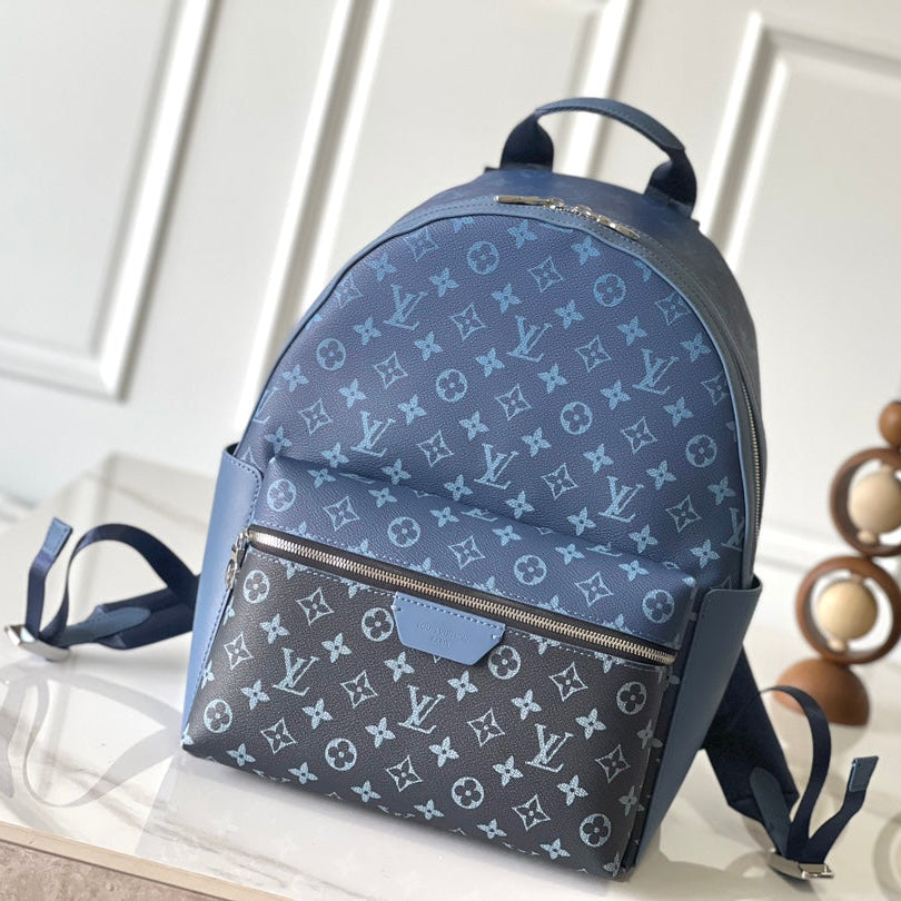 LOUIS VUITTON DISCOVERY BACKPACK PM 38 AEGEAN BLUE AND BLACK MONOGRAM GRADIENT CANVAS