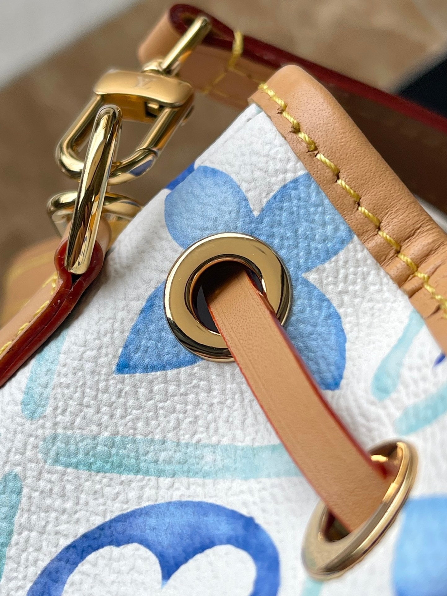 LOUIS VUITTON NANO NOÉ 16 IN LAGOON BLUE MONOGRAM TILES CANVAS