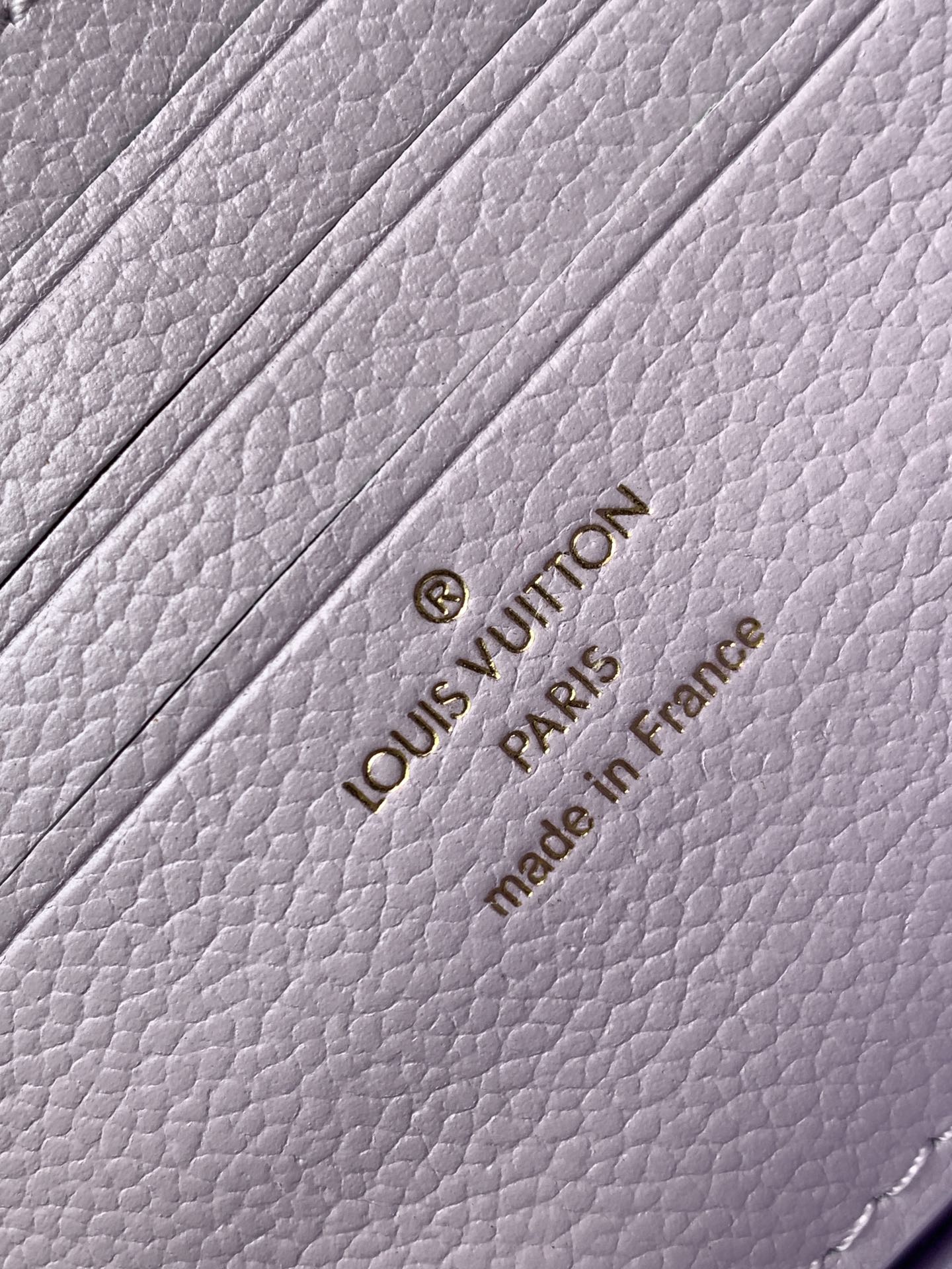 LOUIS VUITTON LV 25S WALLET ON CHAIN IVY 23 IN MISTY PURPLE EMBOSSED CALFSKIN TRIM